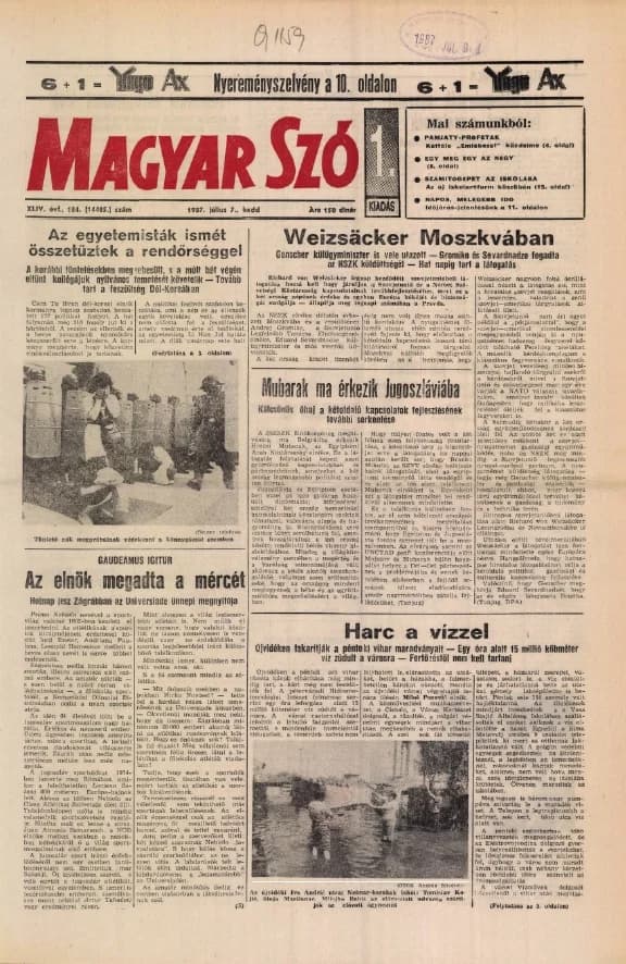 Magyar Szó, 44. évf. 1987. július 7. 184. sz. 1–20. oldal