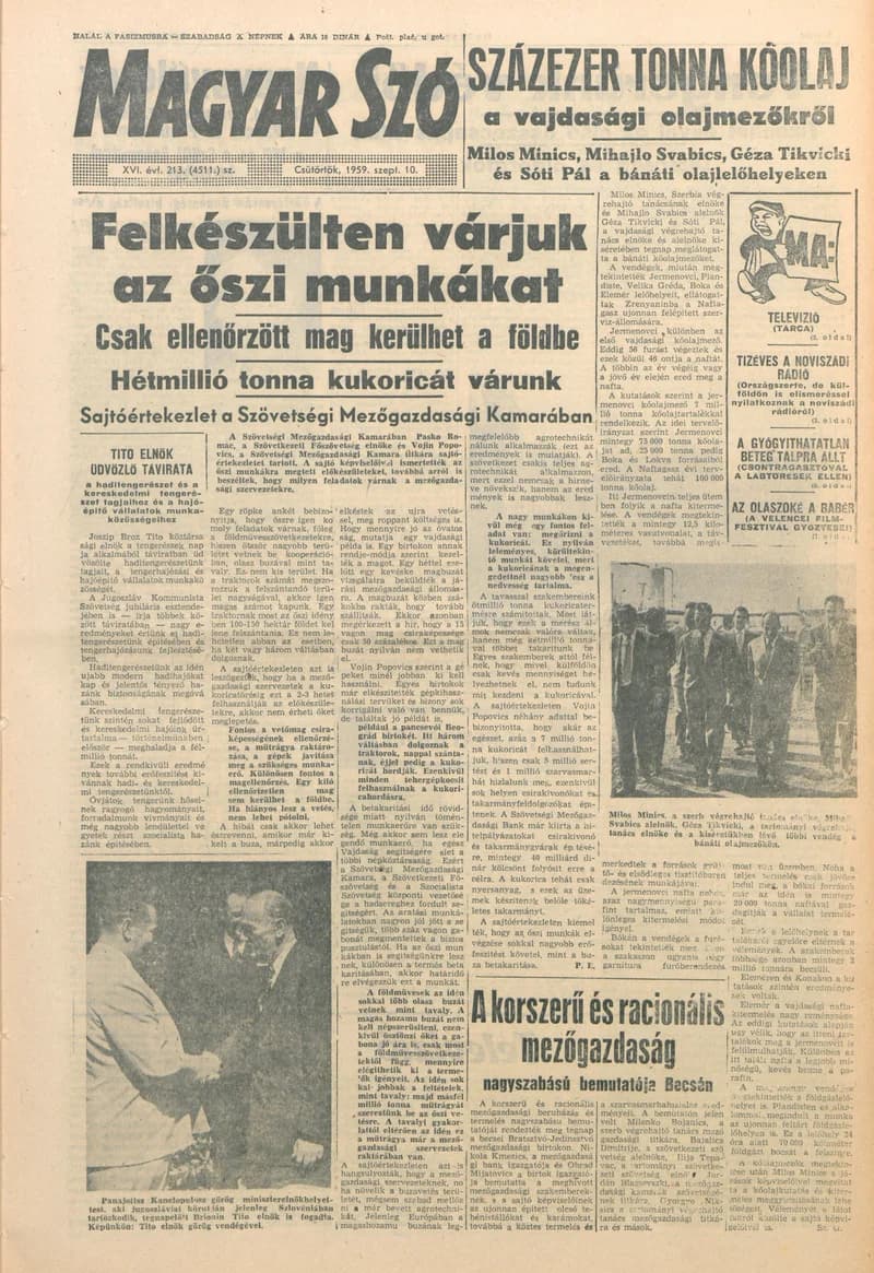 Magyar Szó, 16. évf. 1959. szeptember 10. 213. sz. 1–22. oldal