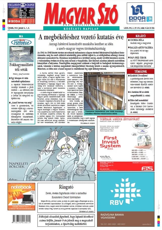 Magyar Szó, 69. évf. 2012. január 6. – 8. 3. sz. 1–44. oldal