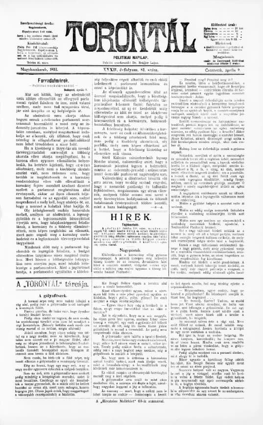 Torontál, 32. évf. 1903. április 9. 81. sz.