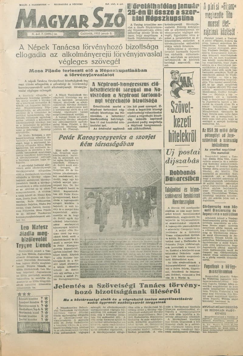 Magyar Szó, 10. évf. 1953. január 8. 7. sz. 1–10. oldal