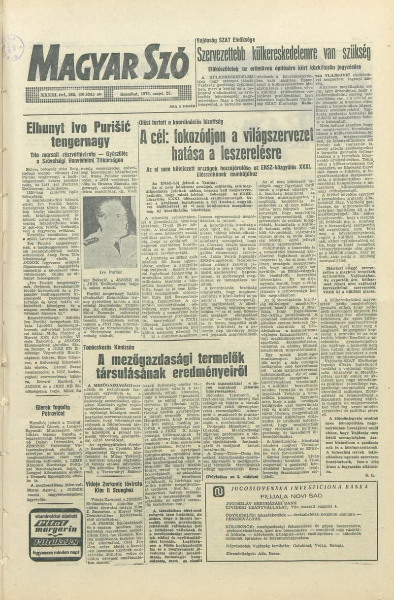 Magyar Szó, 33. évf. 1976. szeptember 25. 265. sz. 1–20. oldal
