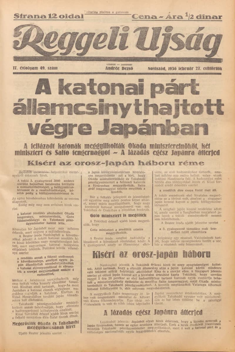 Reggeli Újság, 17. évf. 1936. február 27. 49. sz.