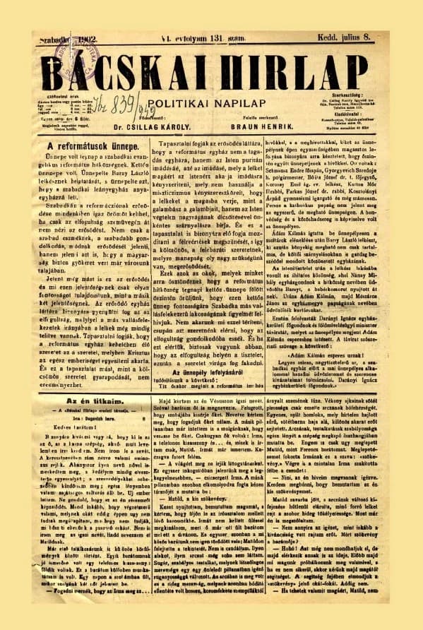 Bácskai Hirlap, 6. évf. 1902. július 8. 131. sz.