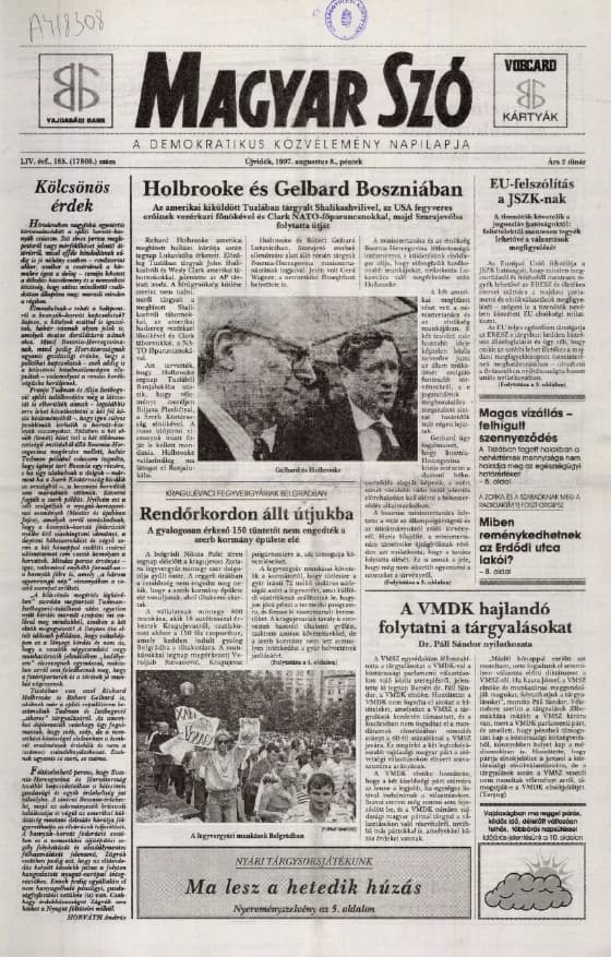 Magyar Szó, 54. évf. 1997. augusztus 8. 185. sz. 1–16. oldal