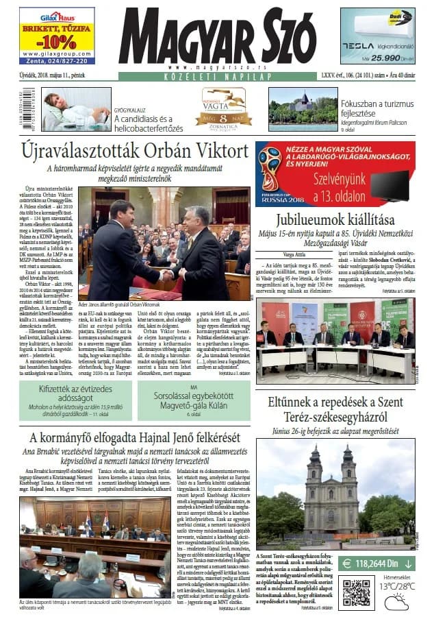 Magyar Szó, 75. évf. 2018. május 11. 106. sz. 1–16. oldal