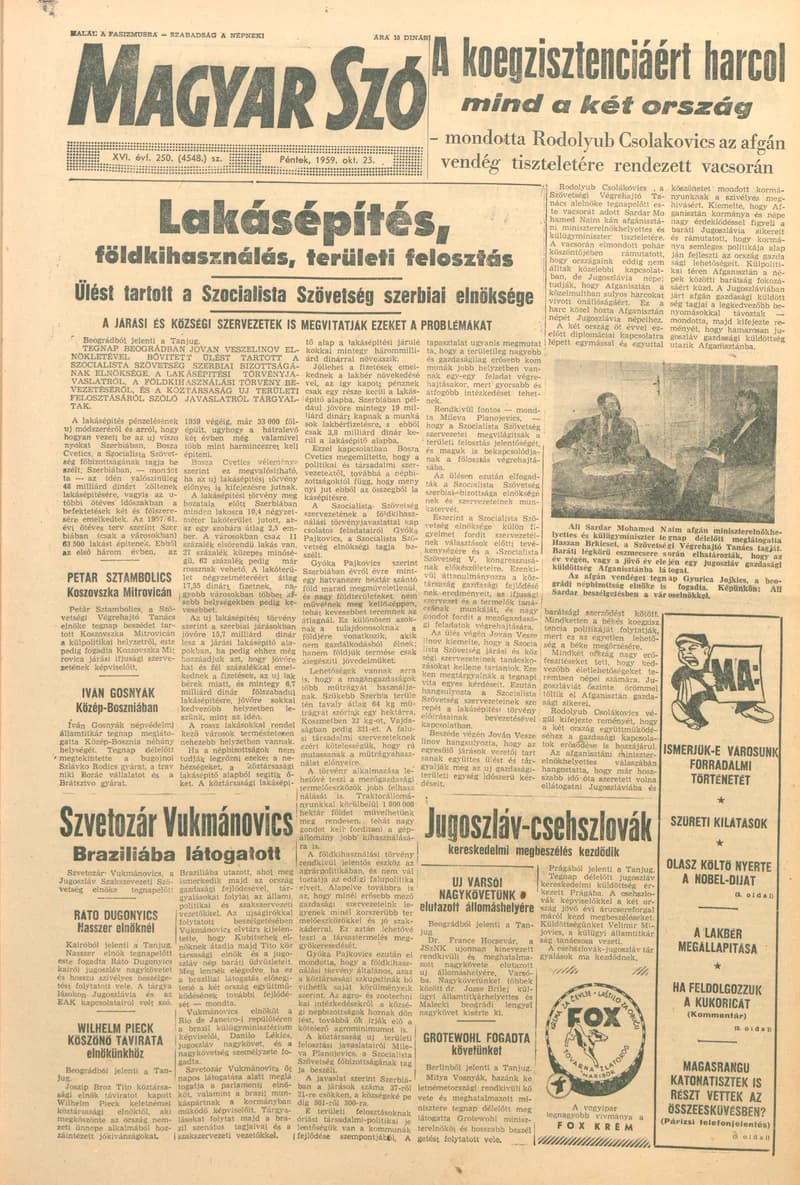 Magyar Szó, 16. évf. 1959. október 23. 250. sz. 1–22. oldal