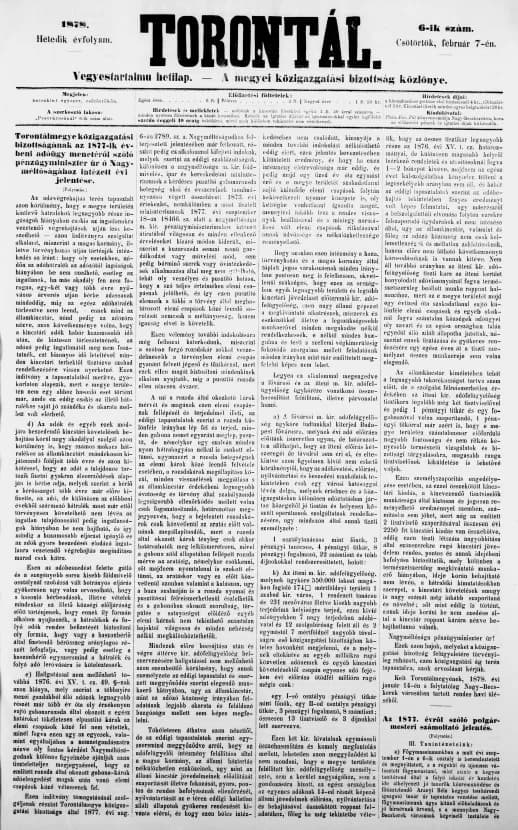 Torontál, 7. évf. 1878. február 7. 6. sz.