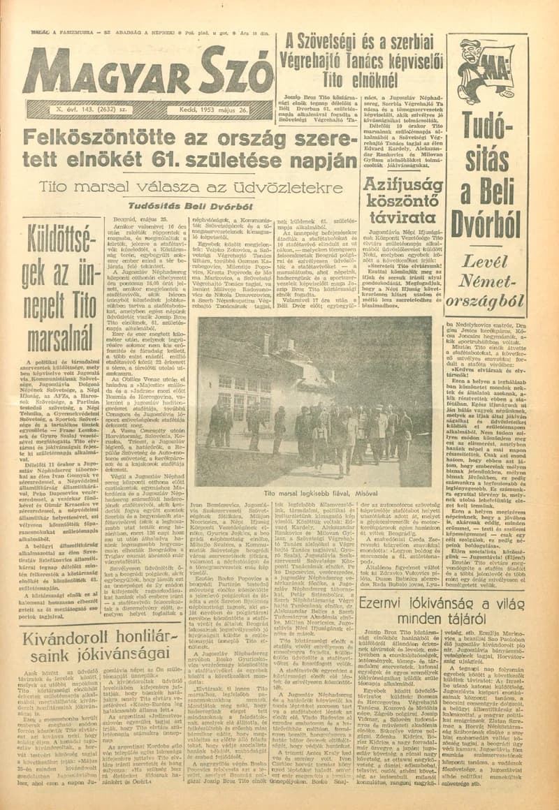 Magyar Szó, 10. évf. 1953. május 26. 143. sz. 1–10. oldal
