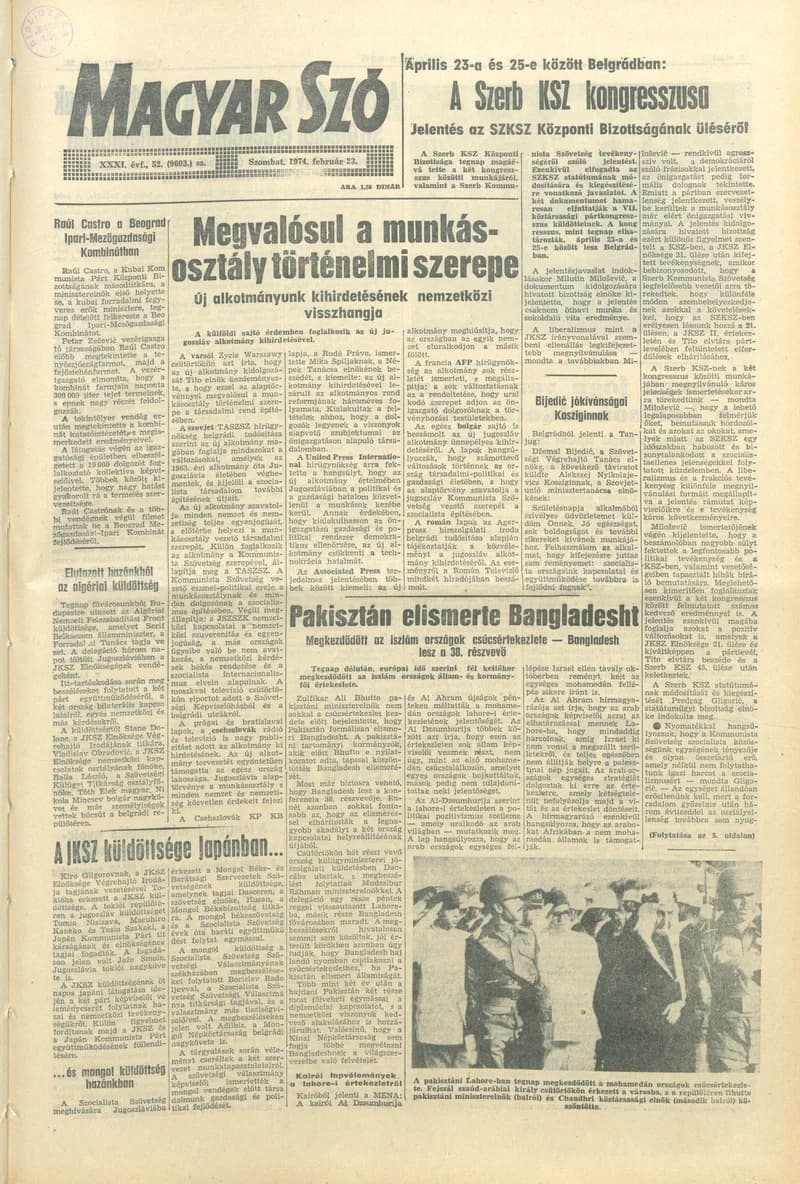 Magyar Szó, 31. évf. 1974. február 23. 52. sz. 1–20. oldal