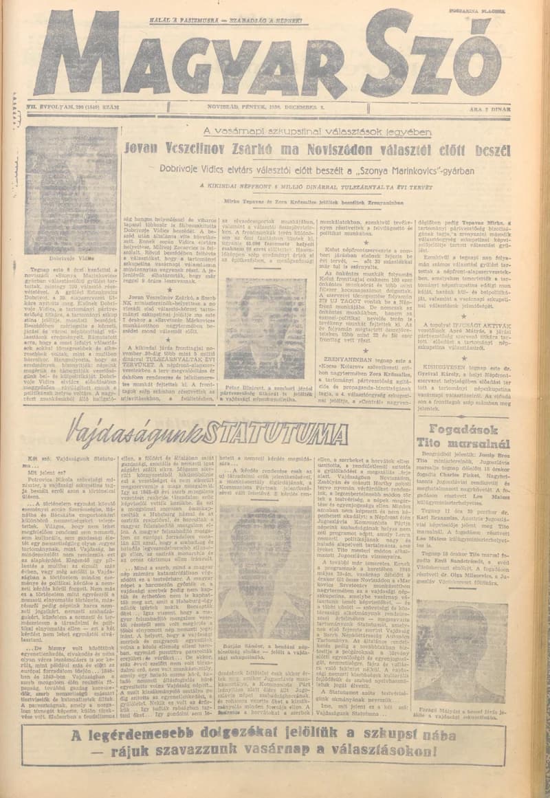 Magyar Szó, 7. évf. 1950. december 8. 290. sz. 1–4. oldal