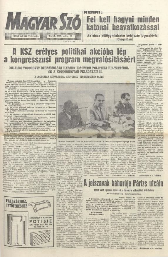 Magyar Szó, 26. évf. 1969. május 30. 146. sz. 1–16. oldal