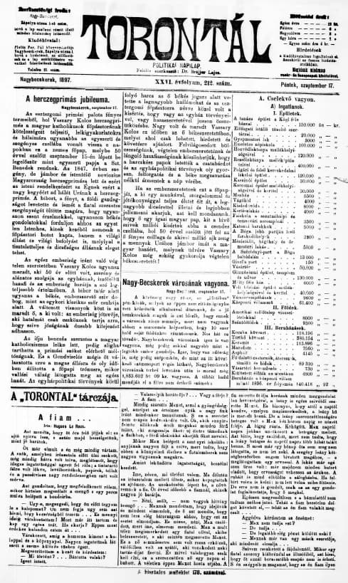 Torontál, 26. évf. 1897. szeptember 17. 212. sz.