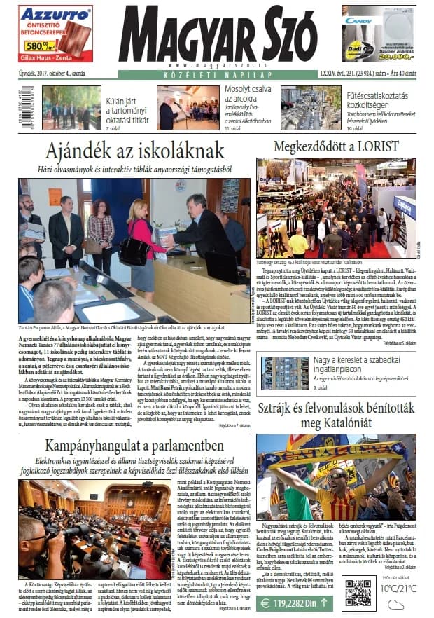 Magyar Szó, 74. évf. 2017. október 4. 231. sz. 1–16. oldal