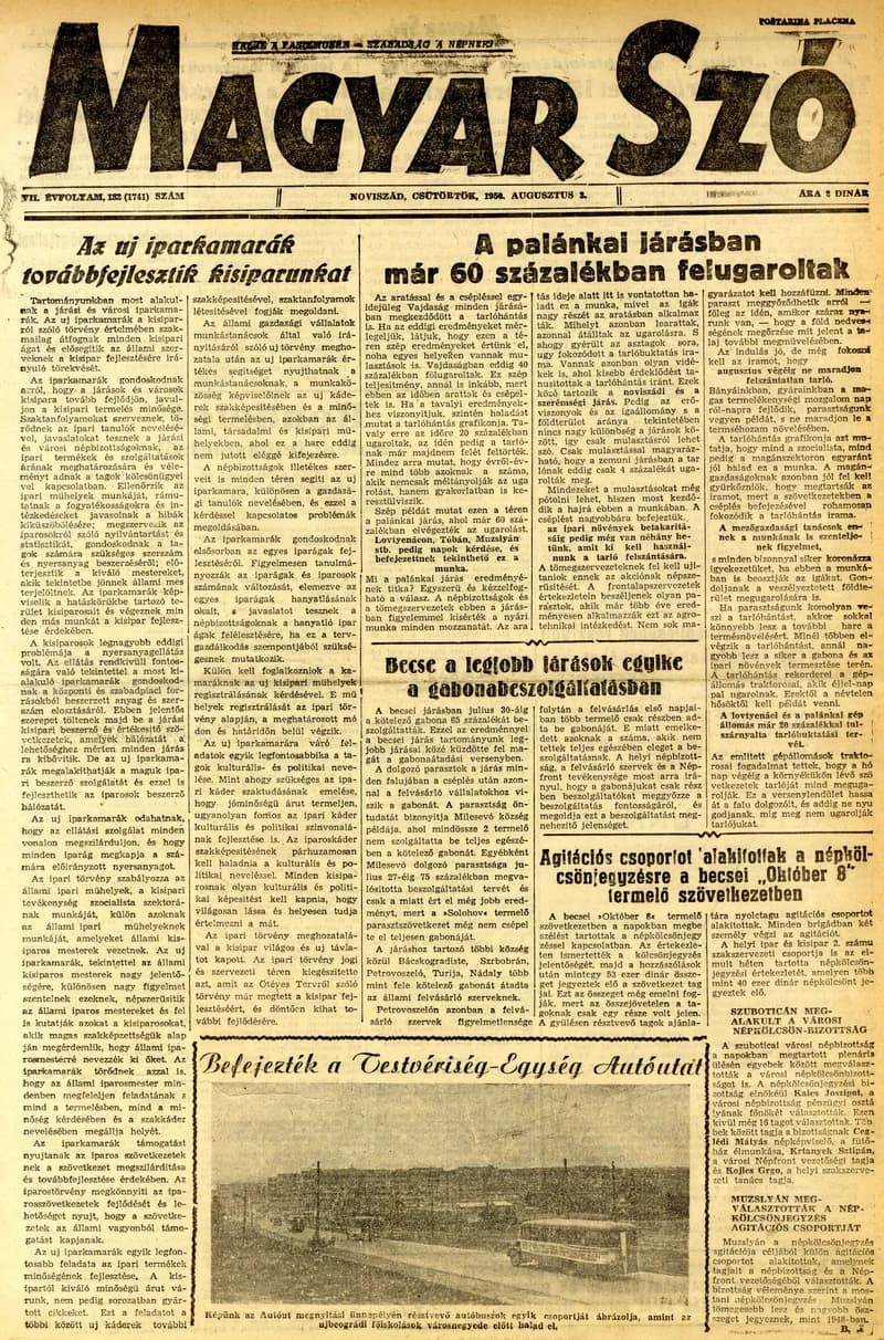Magyar Szó, 7. évf. 1950. augusztus 3. 182. sz. 1–4. oldal