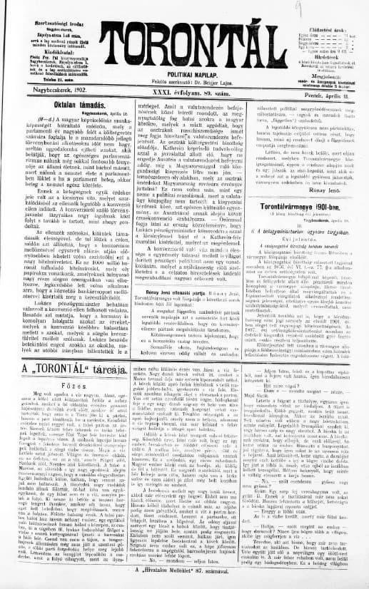 Torontál, 31. évf. 1902. április 18. 89. sz.