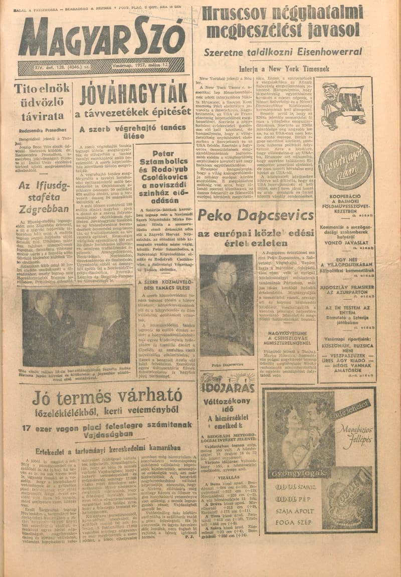 Magyar Szó, 14. évf. 1957. május 12. 128. sz. 1–12. oldal