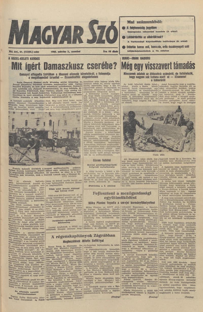Magyar Szó, 41. évf. 1984. március 3. 61. sz. 1–20. oldal