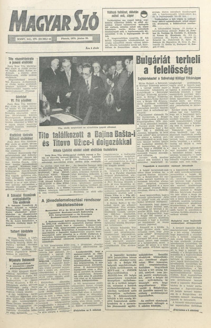 Magyar Szó, 35. évf. 1978. június 30. 177. sz. 1–24. oldal