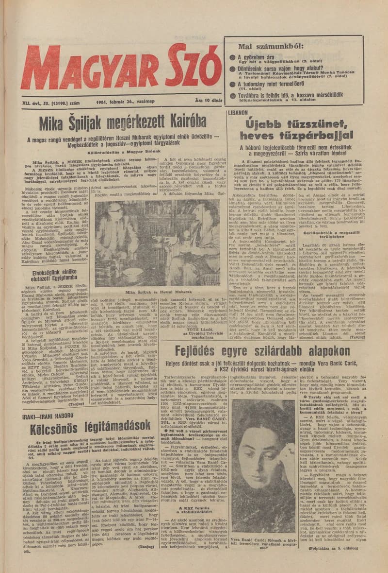 Magyar Szó, 41. évf. 1984. február 26. 55. sz. 1–32. oldal