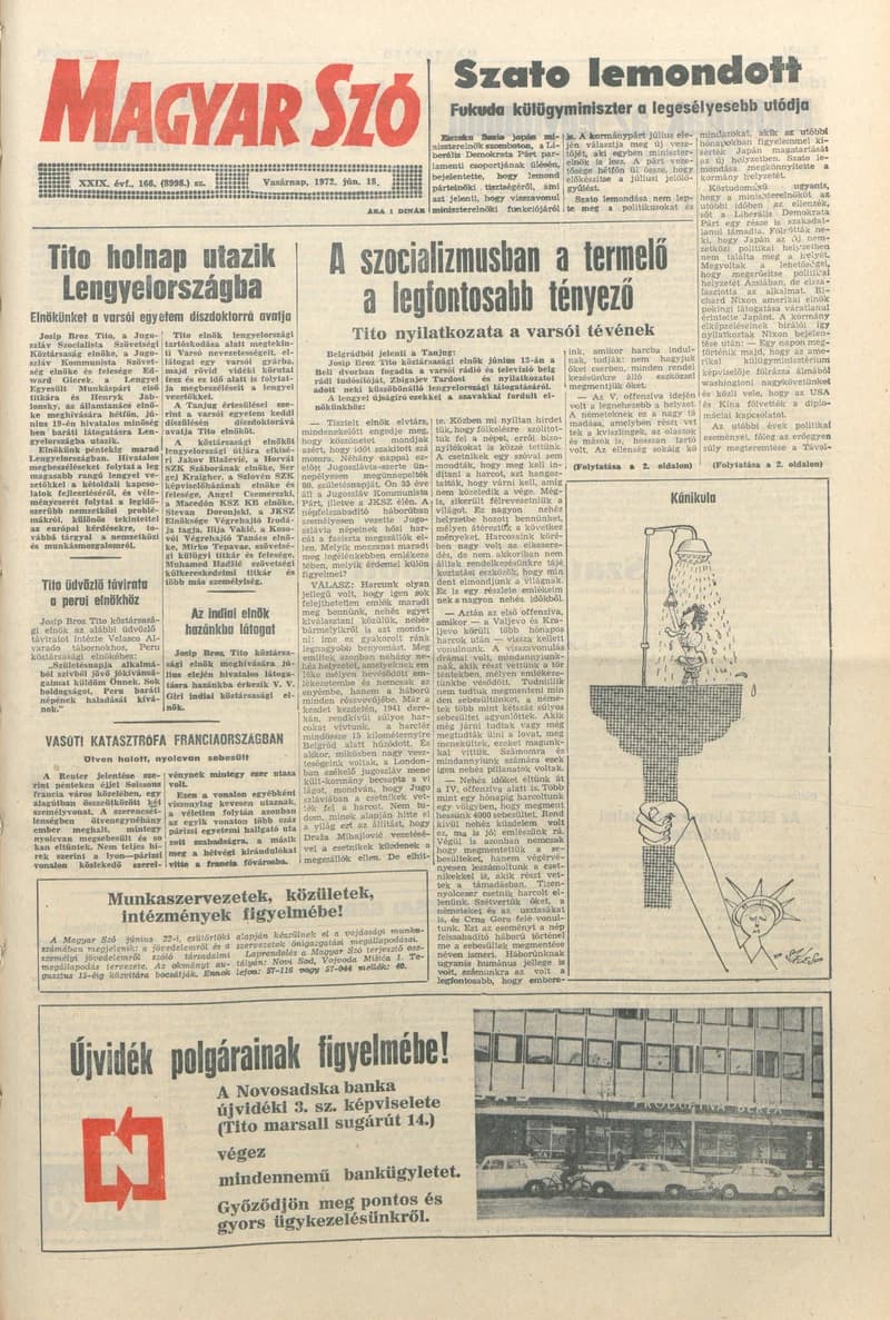 Magyar Szó, 29. évf. 1972. június 18. 166. sz. 1–28. oldal