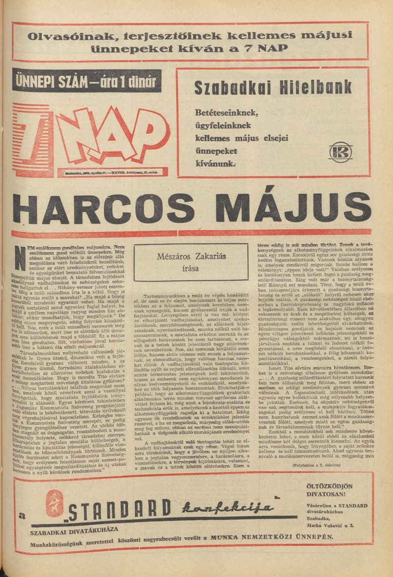 7 Nap, 28. évf. 1973. április 27. 17. sz. 1–32. oldal