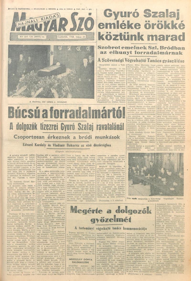 Magyar Szó, 15. évf. 1958. május 22. 134. sz. 1–14. oldal
