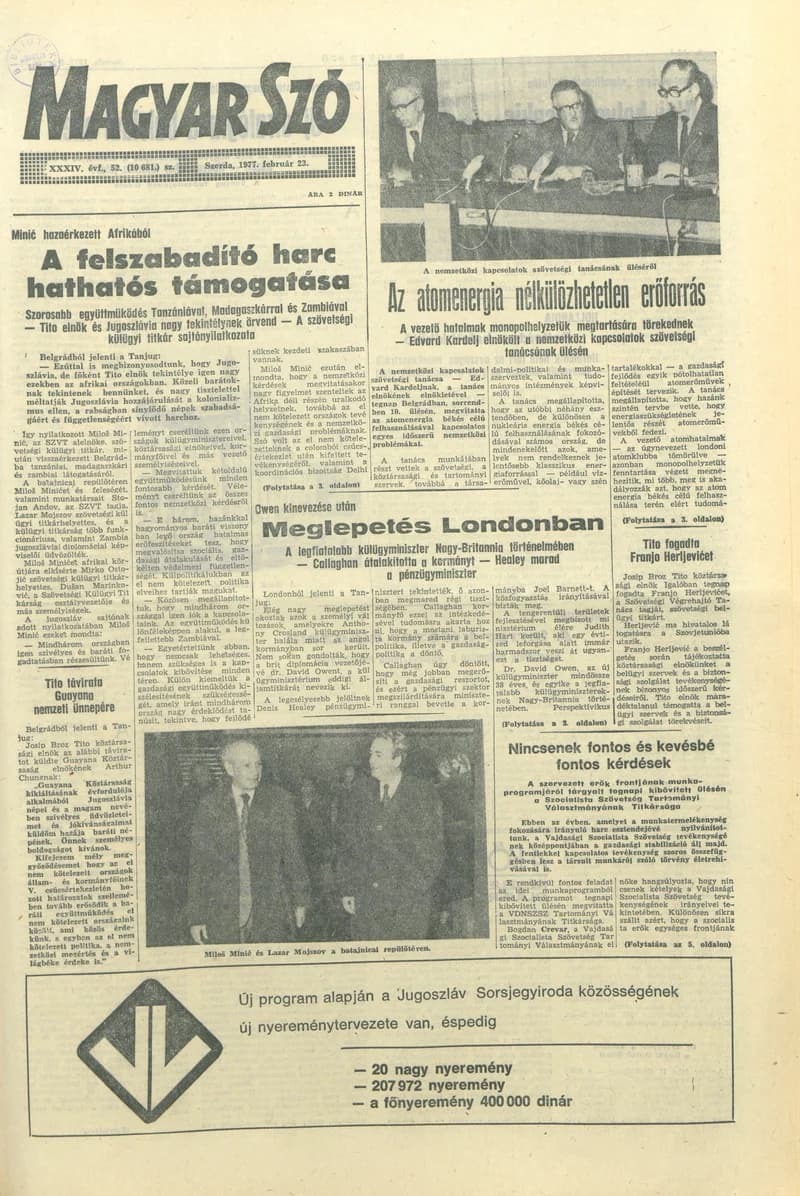 Magyar Szó, 34. évf. 1977. február 23. 52. sz.