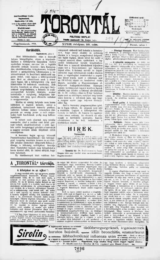 Torontál, 33. évf. 1904. július 1. 148. sz.