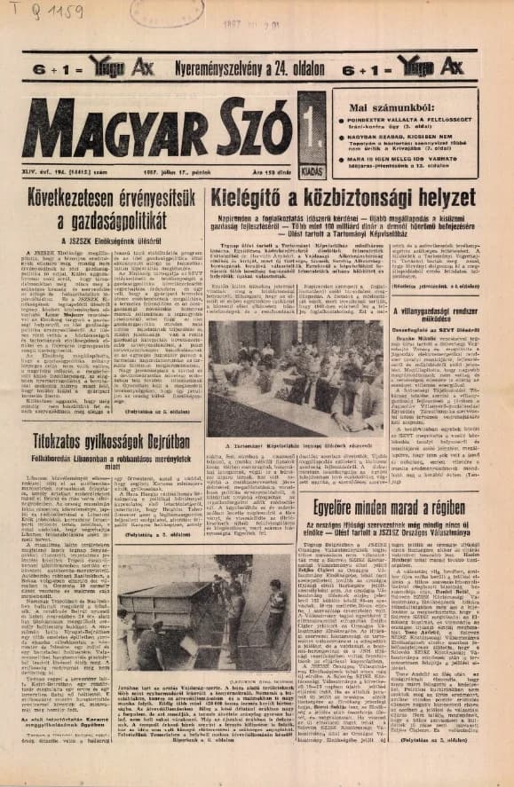 Magyar Szó, 44. évf. 1987. július 17. 194. sz. 1–24. oldal