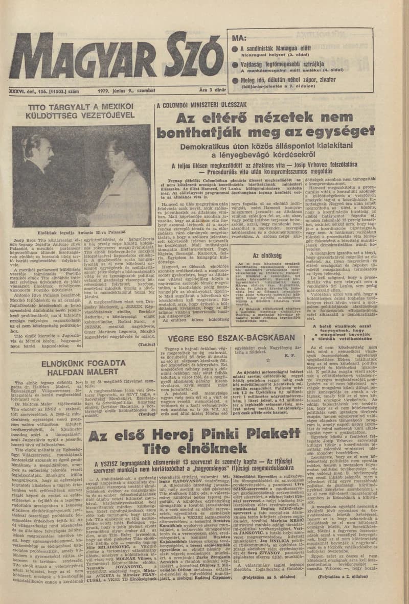 Magyar Szó, 36. évf. 1979. június 9. 156. sz. 1–16. oldal