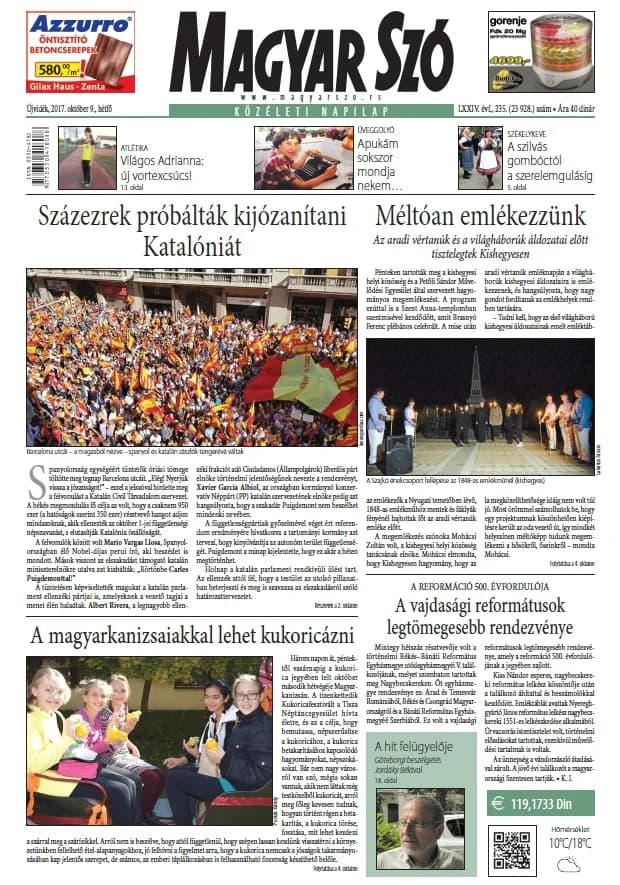 Magyar Szó, 74. évf. 2017. október 9. 235. sz. 1–20. oldal