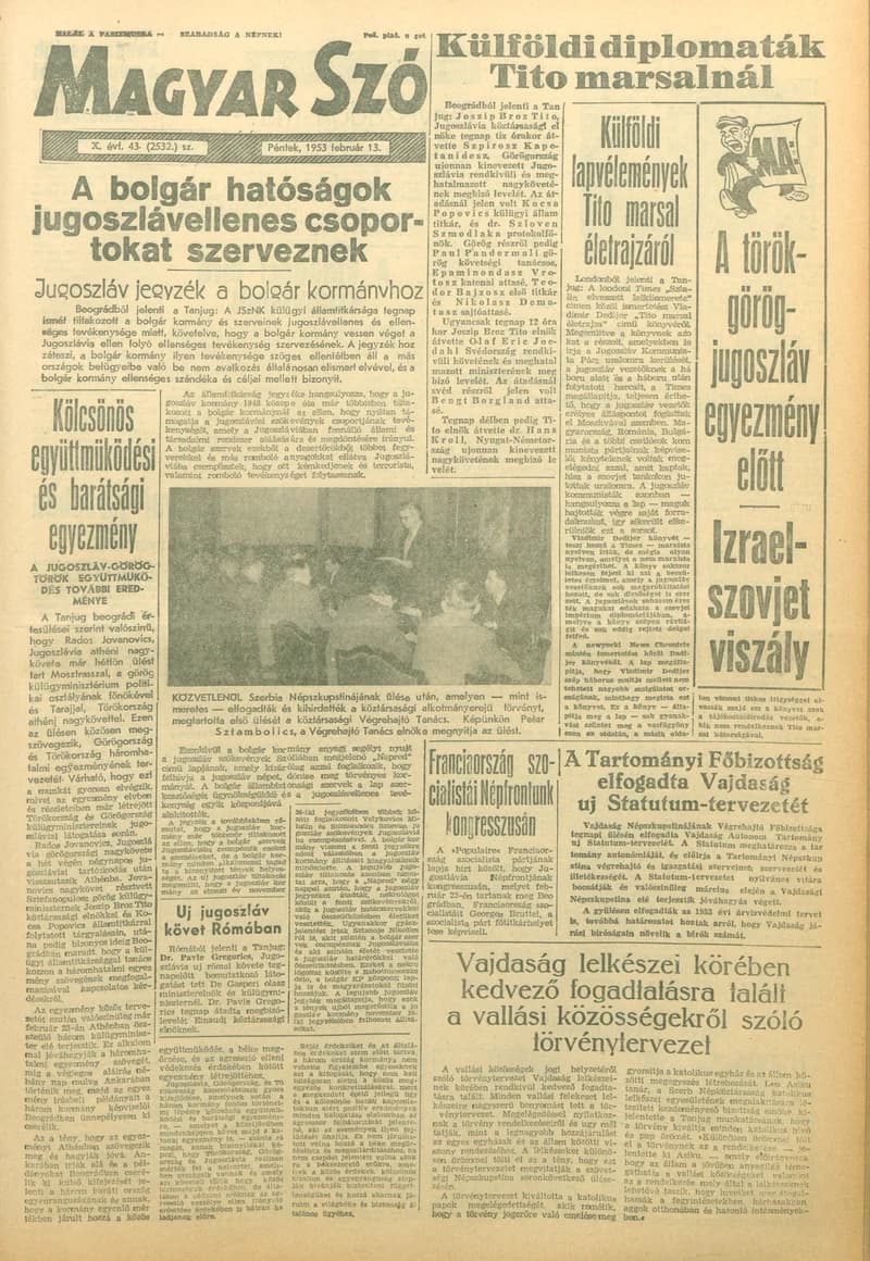 Magyar Szó, 10. évf. 1953. február 13. 43. sz. 1–10. oldal