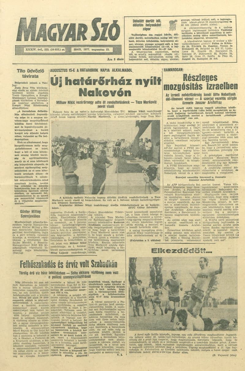 Magyar Szó, 34. évf. 1977. augusztus 15. 223. sz.