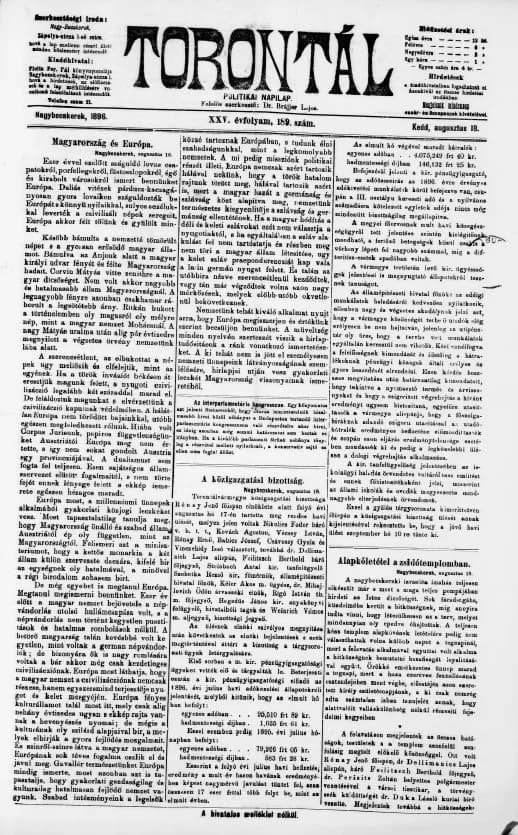 Torontál, 25. évf. 1896. augusztus 18. 189. sz.