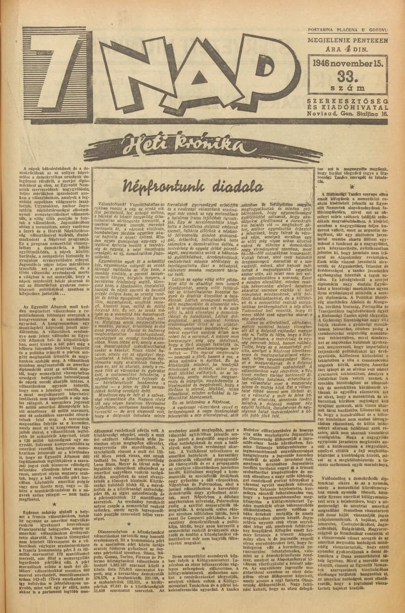 7 Nap, 1. évf. 1946. november 15. 33. sz. 1–10. oldal