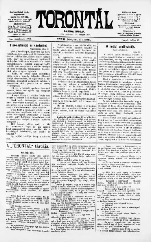 Torontál, 32. évf. 1903. július 10. 154. sz.