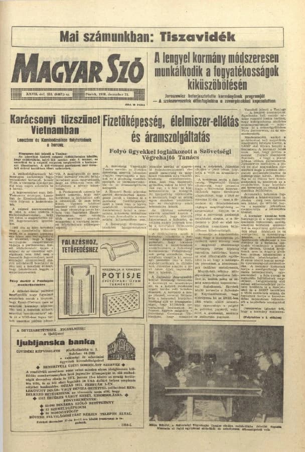 Magyar Szó, 27. évf. 1970. december 25. 353. sz. 1–12. oldal