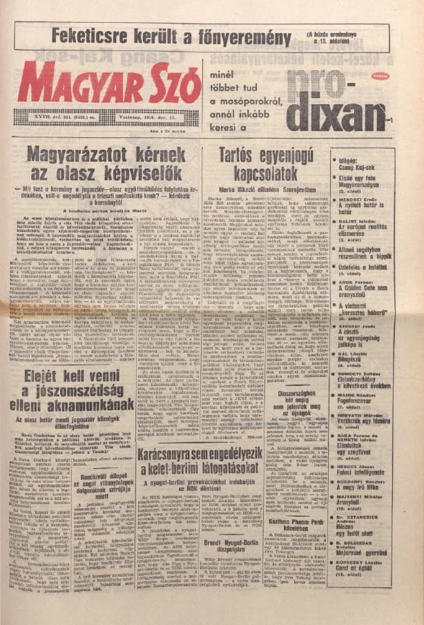 Magyar Szó, 27. évf. 1970. december 13. 341. sz. 1–32. oldal