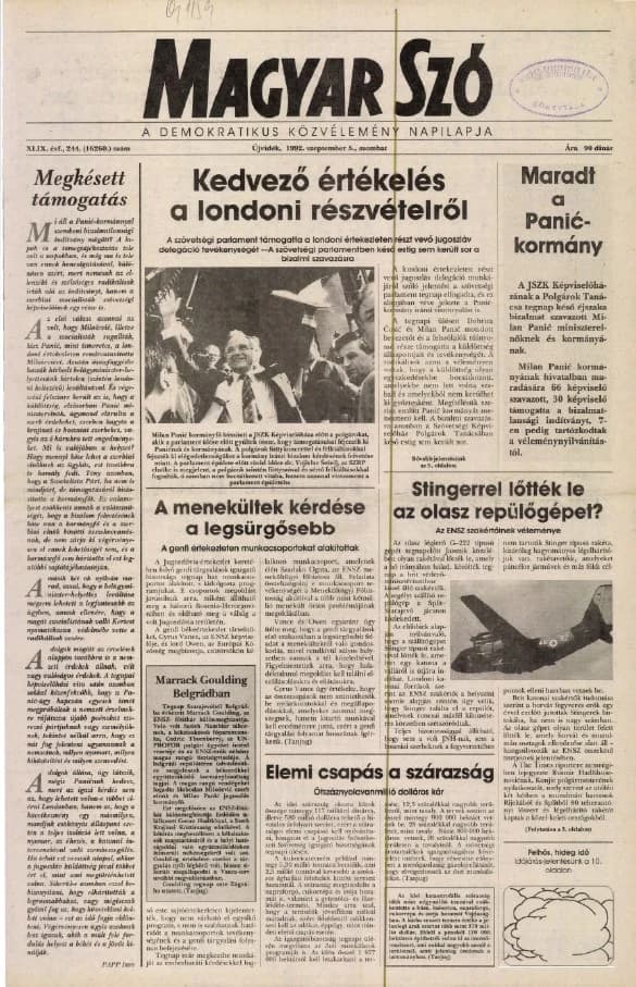 Magyar Szó, 49. évf. 1992. szeptember 5. 244. sz. 1–16. oldal