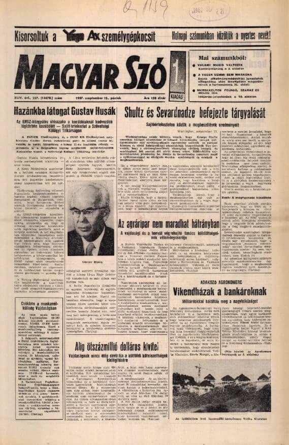 Magyar Szó, 44. évf. 1987. szeptember 18. 257. sz. 1–20. oldal
