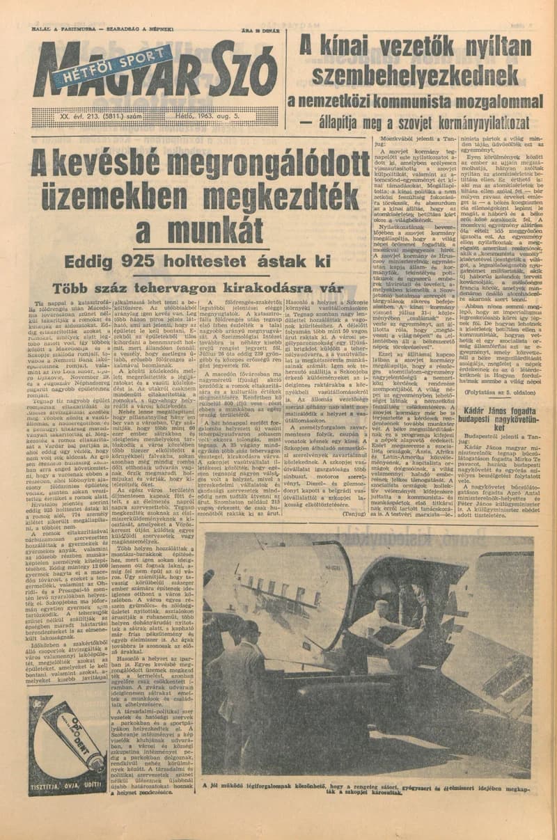 Magyar Szó, 20. évf. 1963. augusztus 5. 213. sz. 1–14. oldal