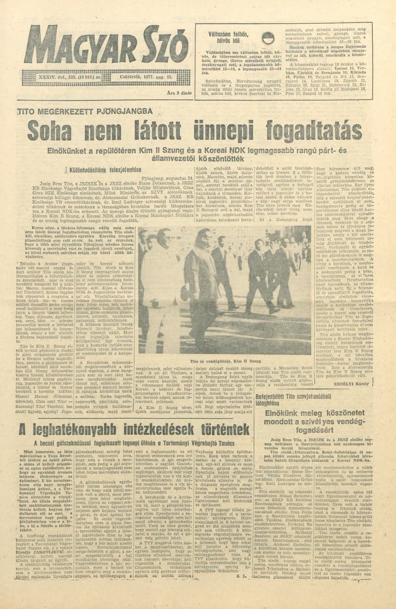 Magyar Szó, 34. évf. 1977. augusztus 25. 233. sz.