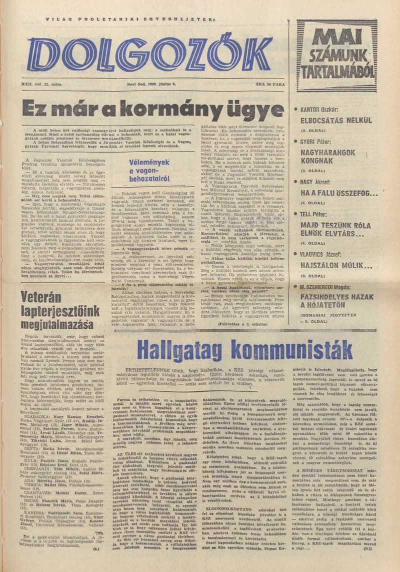 Dolgozók, 23. évf. 1969. június 6. 22. sz.