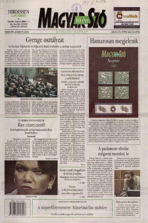 Magyar Szó, 61. évf. 2004. november 17. 271. sz. 1–20. oldal