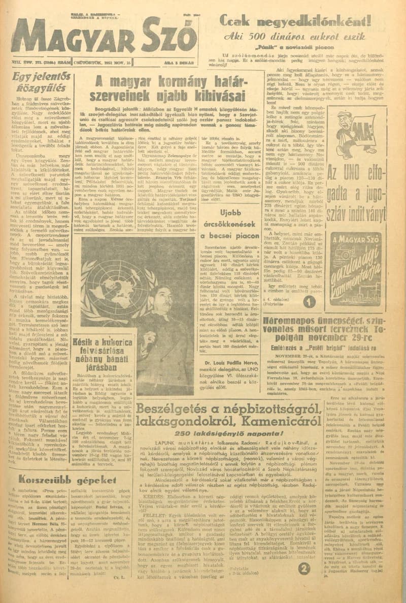 Magyar Szó, 8. évf. 1951. november 15. 271. sz. 1–6. oldal