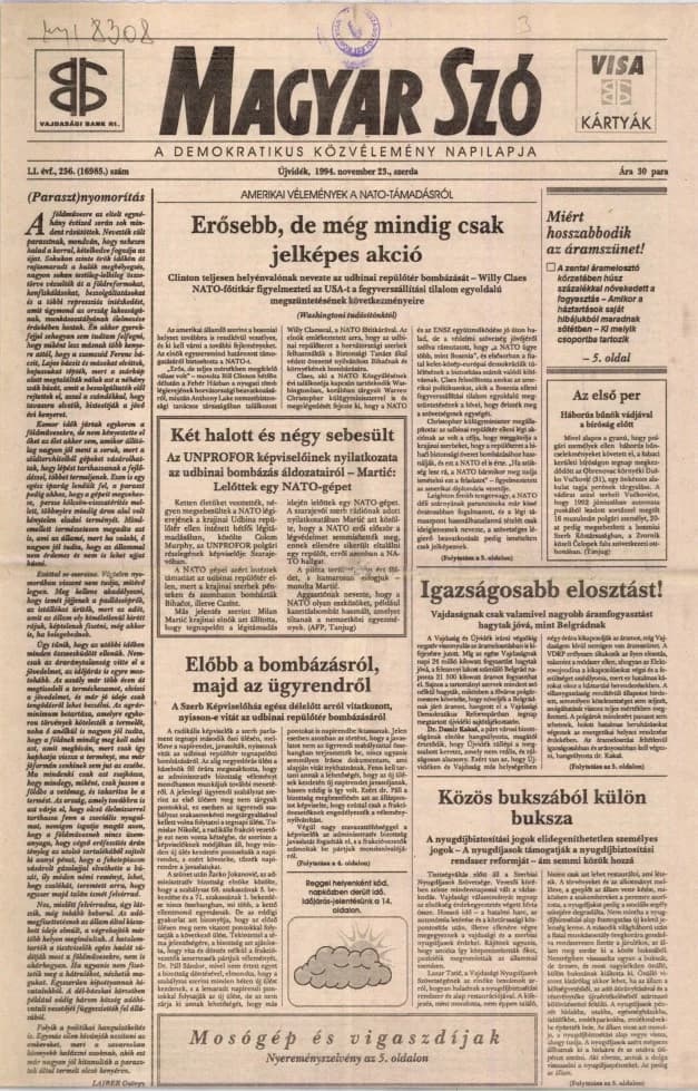 Magyar Szó, 51. évf. 1994. november 23. 256. sz. 1–16. oldal