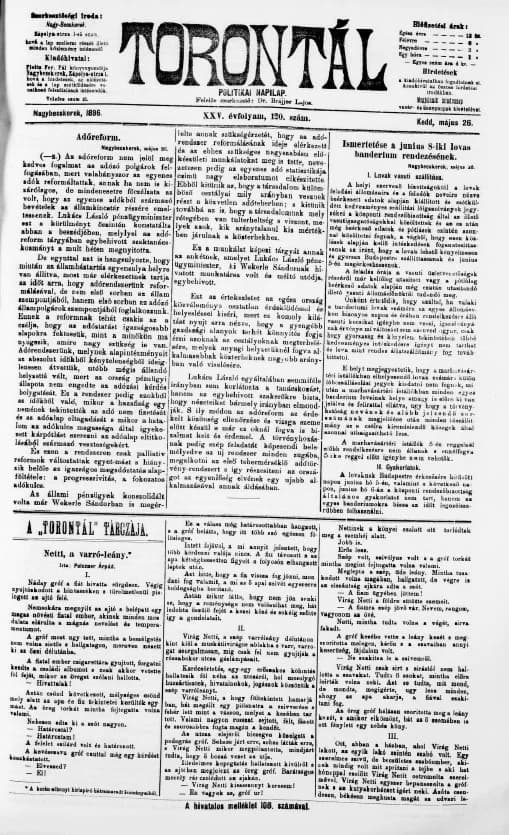Torontál, 25. évf. 1896. május 26. 120. sz.