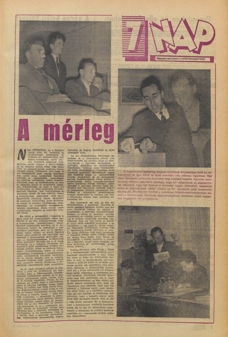 7 Nap, 17. évf. 1962. január 5. 1. sz. 1–22. oldal