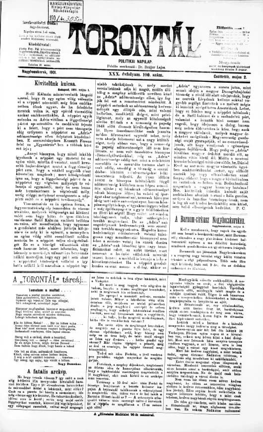 Torontál, 30. évf. 1901. május 2. 100. sz.
